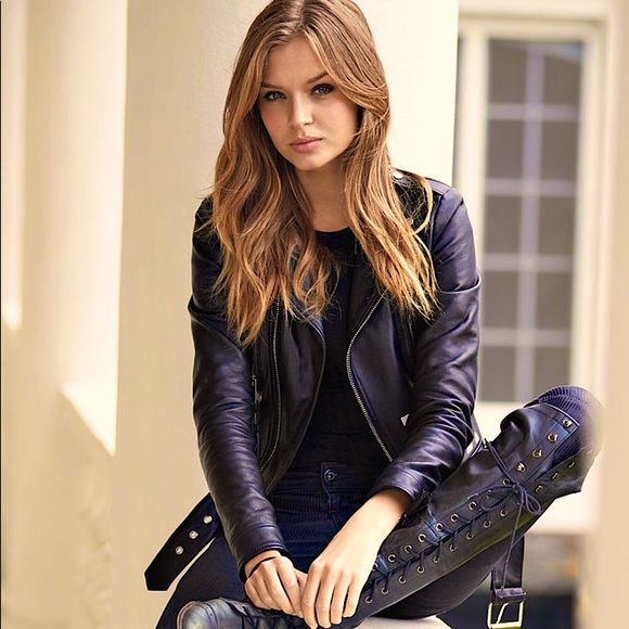 NWT! LEATHER Black Motorcycle Jacket- LOOP ZIPPERS! Sz L - Picture 10 of 10